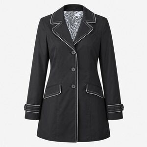 NWT Dennis Basso Womens Black Water Resistent Trench Coat Size S Tailored Mod